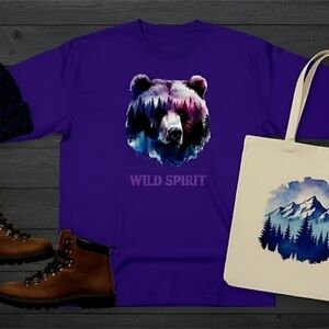 Wild Spirit Long Sleeve Shirt • Bear Forest Graphic Tee • Nature Lover Top •